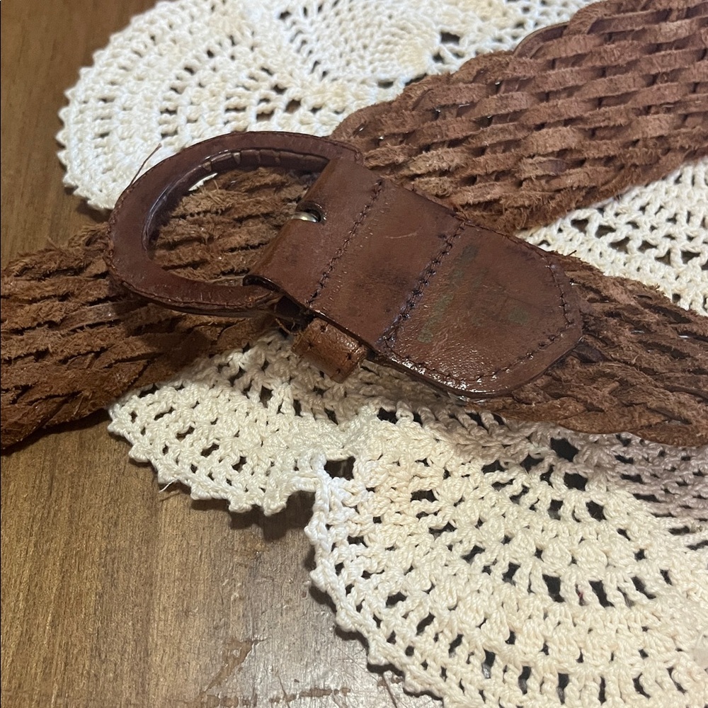 Vintage Woven Brown Leather Belt - Picture 4 of 5